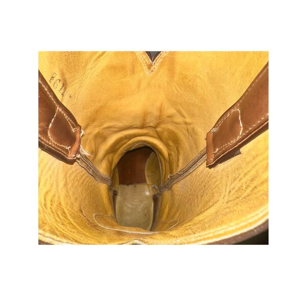 Justin Cowboy Western Boots Style 1106 Camel Tan Leather Men's Size 7.5 E Used - Picture 8 of 9